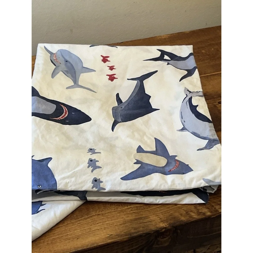 Pottery Barn Kids Shark Bite Cotton Standard Pillowcases Set of Two